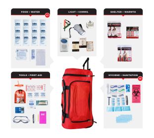 2 Person Essential Survival Kit, Rolling Bag