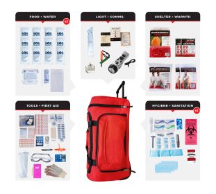 2 Person Comfort Survival Kit, Rolling Bag