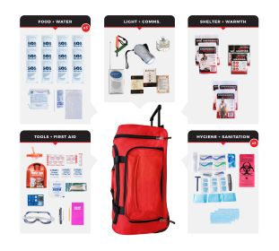 3 Person Essential Survival Kit, Rolling Bag