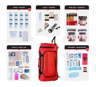 3 Person Comfort Survival Kit, Rolling Bag