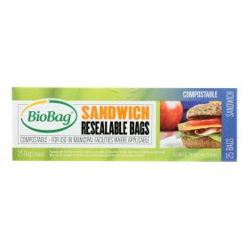 Biobag - Resealable Sandwich Bags - Case Of 12 - 25 Count