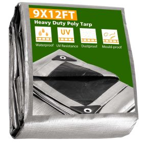 9x12ft Heavy Duty Poly Tarp/ Silver+Black