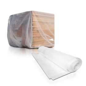 Roll of Polyethylene Tarp 40ft x 100ft. Clear Low Density Plastic Sheet Thickness 4 mil. Commercial Waterproof Poly Cover for Storing and Transporting