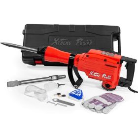 2200W Demolition Electric Jack Hammer Power Drill Concrete Breaker Bar Point & Chisel Bits Chisel Set