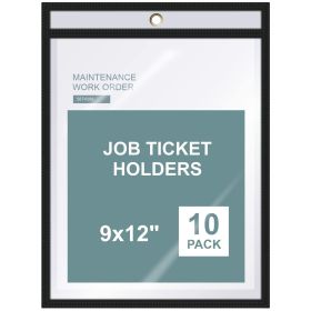 10 Pack Job Ticket Holders 9x12 inch Work Order Plastic Sleeves for Documents Shop Ticket Holders Dry Erase Pocket Sleeves