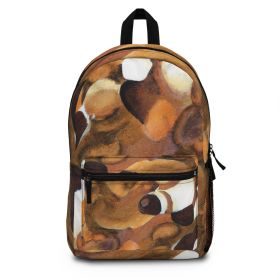 Backpack - Large Water-resistant Bag, Brown White Stone Pattern