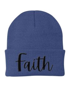 Beanie Knit Cap - Faith Embroidered Graphic Hat