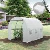 9.8' x 6.6' x 6.6' Plastic Greenhouse Cover Replacement, Heavy Duty Waterproof Tarp for Hoop House, Sheeting with 6 Windows, Door & Reinforcement Grid