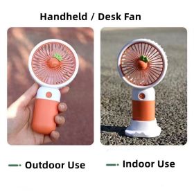 1 Pcs Handheld Fan Mini Personal USB Fan With Bracket, Rechargeable, Cute Flower Fruit Shape Portable Hand Held Fan, Table Fan For Cooling For Girls W (Color: Orange Carrot)