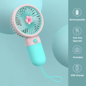 1 Pcs Handheld Fan Mini Personal USB Fan With Bracket, Rechargeable, Cute Flower Fruit Shape Portable Hand Held Fan, Table Fan For Cooling For Girls W (Color: Blue Flower)