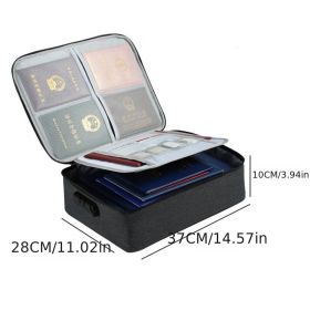 1pc Multi-function Document Holder, Household Waterproof And Fireproof Passport Document Card Holder, Multi-layer Document Storage Box (Color: Two Layers Of Black (with Password Lock), size: 28*37*10CM)