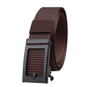 Men's Fashion Ratchet Belt Golf Belt; 1 3/8inch Quick Release Automatic Slide Buckle Nylon Web Webbing Belt For Outdoor Work; Military Tactical Belt (Color: Brown, size: 3.4x125cm/1.34x49inch)