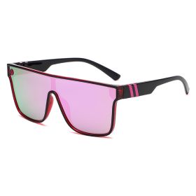 Square Sunglasses Fashion Sun Glasses Men One Piece Sunglass Mountaineering Colorful Shades Male Luxry Brand UV400 Eyewear (Lens Color: red pink)