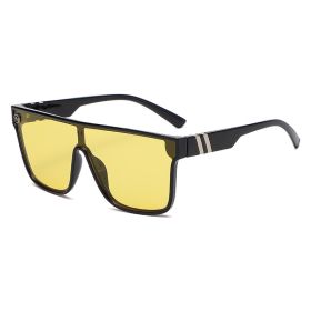 Square Sunglasses Fashion Sun Glasses Men One Piece Sunglass Mountaineering Colorful Shades Male Luxry Brand UV400 Eyewear (Lens Color: black yellow)