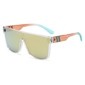 Square Sunglasses Fashion Sun Glasses Men One Piece Sunglass Mountaineering Colorful Shades Male Luxry Brand UV400 Eyewear (Lens Color: white green)