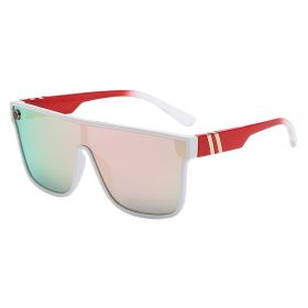 Square Sunglasses Fashion Sun Glasses Men One Piece Sunglass Mountaineering Colorful Shades Male Luxry Brand UV400 Eyewear (Lens Color: white pink)