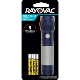 Rayovac Mini LED Flashlight with Glow in the Dark Rubber Grip, 3 AAA Batteries Included (Brand: Rayovac)