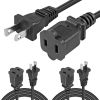 5 Core AC Power Cord 12 Ft ‚Ä¢ 2 Prong Extension Adapter ‚Ä¢ 16AWG/2C 125V 13A ‚Ä¢ US Polarized Male to Female Outlet Extension Cable Black- EXC BLK 1