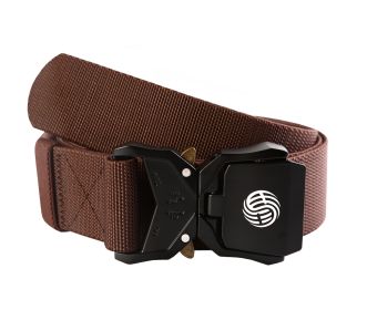 Quick Release Buckle Tactical Belt Military Hiking Rigger Nylon Web Work Belt Heavy Duty Work Belt Stretch Strap ((Coffee) (Color: Coffee)