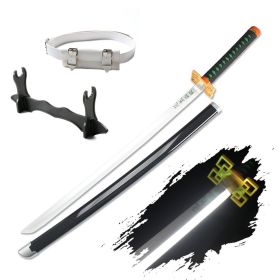 41″ LED Light Up Demon Slayer Sword Katana Japanese Anime Cosplay Samurai Swords Tanjiro Nichirin Sword withholder And Belt (Color: Muichirou)