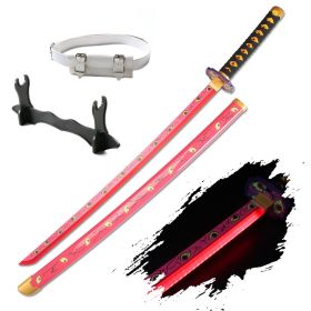 41″ LED Light Up Demon Slayer Sword Katana Japanese Anime Cosplay Samurai Swords Tanjiro Nichirin Sword withholder And Belt (Color: Kokushibou)