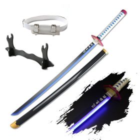 41″ LED Light Up Demon Slayer Sword Katana Japanese Anime Cosplay Samurai Swords Tanjiro Nichirin Sword withholder And Belt (Color: Giyuu)