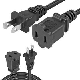 5Core AC Power Cord 15 Ft US Polarized Male to Female 2 Prong Extension Adapter Cords 16AWG 125V 1/2/12 Pc - EXC BLK 15FT (QTY: 15 Feet 2 Pieces)