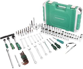 121pcs 1/2" 1/4" 3/8" Socket and Drive Tool Set Mechanics Tools Kit Ratchet Wrench Sockets Set Metric Drive Socket Set, 1/2" 1/4" 3/8" Drive Sizes wit (size: 121-pcs Silver)