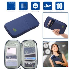 Travel Passport Wallet 12Cells Ticket ID Credit Card Holder Water Repellent Documents Phone Organizer (Color: Royal Blue)