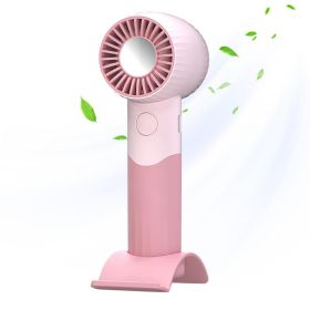 Portable Mini Handheld Fan USB Rechargeable With Phone Holder Refrigeration Adjustable Small Pocket Air Cooling Outdoor Travel (Color: Pink)