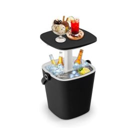 Portable Cooler Bar Table with Bottle Opener for Camping Travel (Type: Outdoor Coolers, Color: Black)