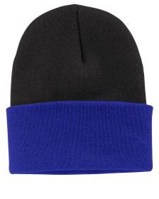 Port & Company Knit Cap CP90 (Color: Black/ Athletic Royal, size: OSFA)