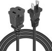 5Core AC Power Cord 15 Ft US Polarized Male to Female 2 Prong Extension Adapter Cords 16AWG 125V 1/2/12 Pc - EXC BLK 15FT