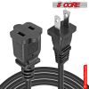 5 Core AC Power Cord 12 Ft ‚Ä¢ 2 Prong Extension Adapter ‚Ä¢ 16AWG/2C 125V 13A ‚Ä¢ US Polarized Male to Female Outlet Extension Cable Black- EXC BLK 1