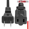 5 Core AC Power Cord 12 Ft ‚Ä¢ 2 Prong Extension Adapter ‚Ä¢ 16AWG/2C 125V 13A ‚Ä¢ US Polarized Male to Female Outlet Extension Cable Black- EXC BLK 1